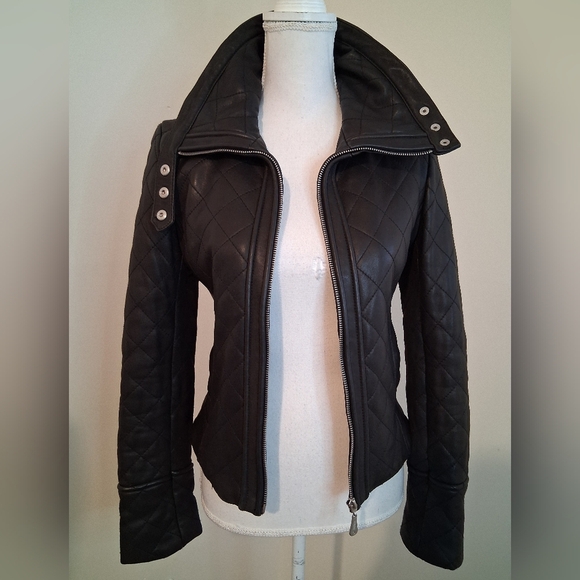 Doma Genuine Leather Quilted Bomber Jacket Size Small - Picture 10 of 10